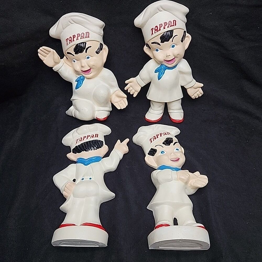 Figure Tappy Tappan Little Chef Chaulkware Advertise 9" 1940's 4 Set SUPER RARE